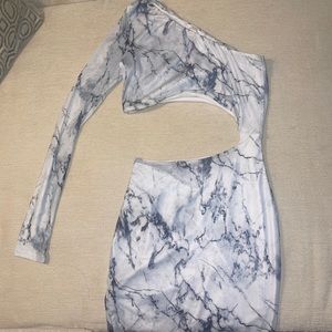 Marble one shoulder mini dress size small